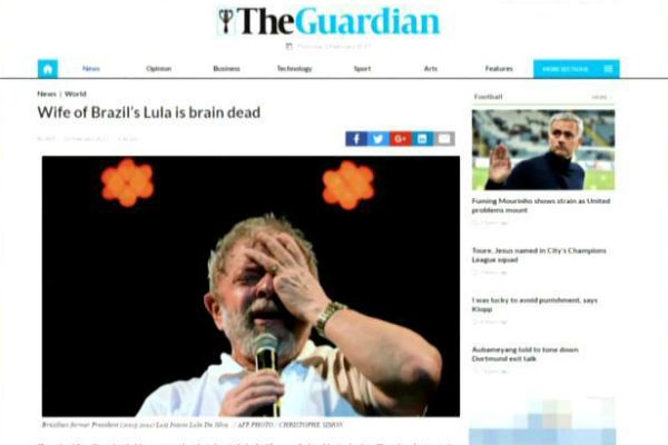 Morte cerebral de Marisa Letícia ganha destaque no noticiário internacional Morte cerebral de Marisa Letícia ganha destaque no noticiário internacional