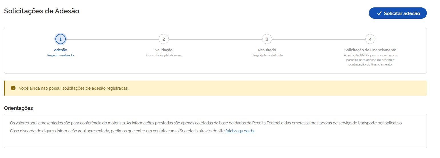 Passo a passo para quem deseja solicitar a adesão no Move Brasil | Reprodução