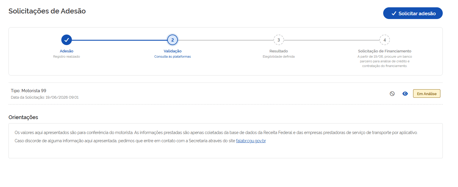 Passo a passo para quem deseja solicitar a adesão no Move Brasil | Reprodução