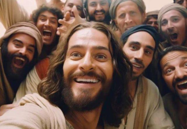 Nas imagens, o inglês usa a criatividade para fazer a releitura de cenas como a Última Ceia, que precedeu a crucificação de Jesus | Reprodução