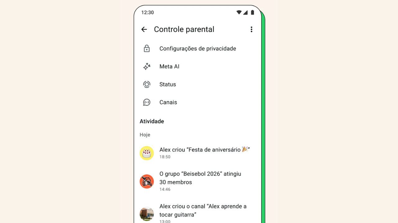 Novos controles para ajudar pais, mães ou responsáveis a orientar adolescentes no WhatsApp. | Divulgação/WhatsApp