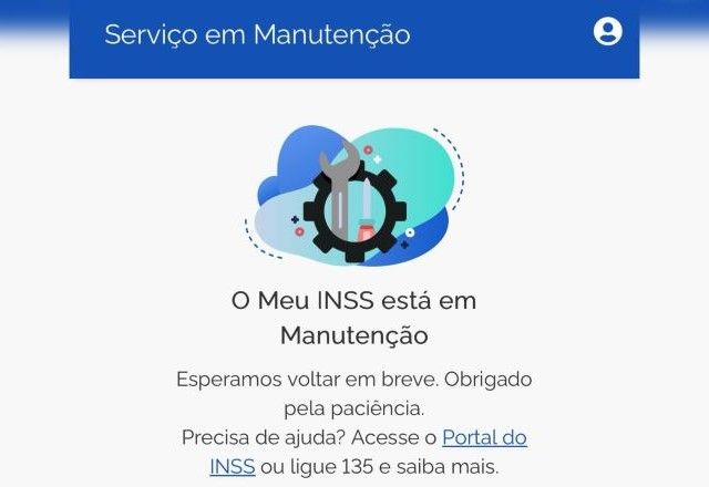 "O Meu INSS está em manutenção", diz mensagem do aplicativo | Reprodução