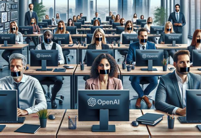 OpenAI proíbe funcionários de falar sobre as ameaças da inteligência artificial | Imagem gerada por IA/Montagem/Cido Coelho/SBT News