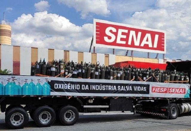 Os cilindros de oxigênio são produzidos pelas escolas do Senai instaladas no interior do estado | Reprodução