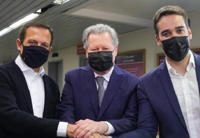 Doria, Virgílio e Leite participaram na 6ª feira (12.nov) do segundo debate como candidatos das prévias do PSDB (Divulgação/PSDB)