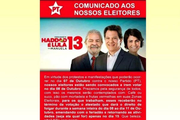 PT não convocou eleitores pelo WhatsApp para votar na segunda-feira 