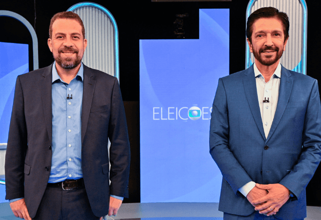 Guilherme Boulos e Ricardo Nunes no último debate eleitoral promovido pela TV Globo - Reprodução/Globo