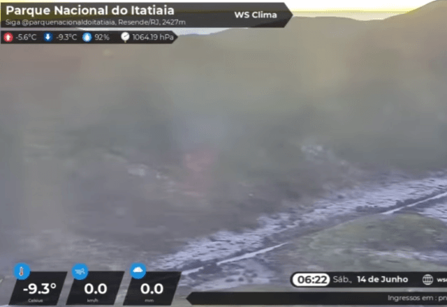 Parque Nacional do Itatiaia (RJ) registrou -9,3 °C no sábado (14) | Reprodução/Redes sociais