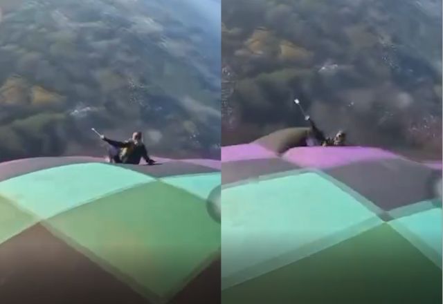 Paraquedista colombiano cai dentro de balão durante salto em Boituva | Reprodução/Redes sociais