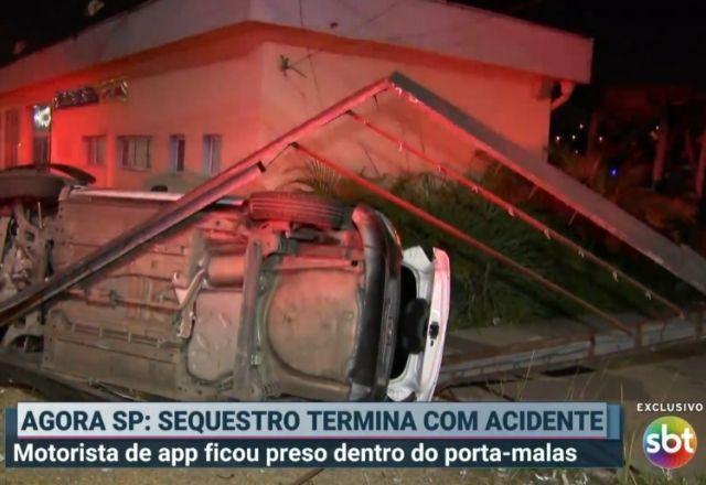 Perseguição policial termina em acidente e em dupla de sequestradores presos | SBT
