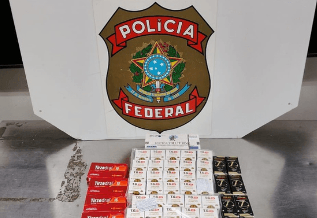 Medicamentos e anabolizantes apreendidos pela PF no Aeroporto (RJ) | Foto: Divulgação/PF