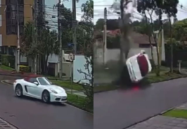 Flagrante: homem capota Porsche de R$ 665 mil e abandona o veículo em Curitiba Flagrante: homem capota Porsche de R$ 665 mil e abandona o veículo em Curitiba