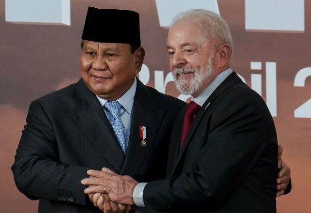 Presidente da Indonésia, Prabowo Subianto, e Lula na cúpula do Brics | Divulgação/Rafa Neddermeyer/Brics Brasil/PR