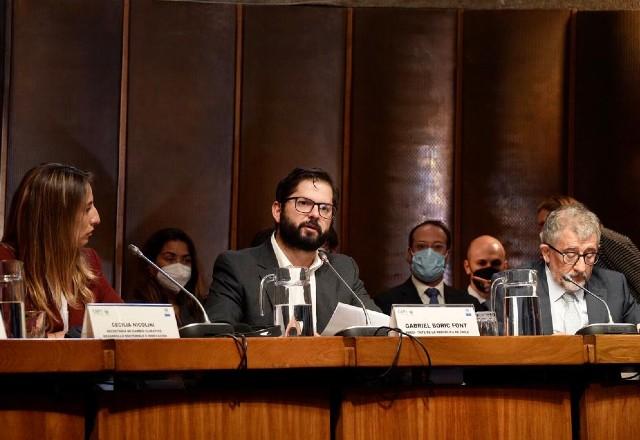Presidente do Chile, Gabriel Boric, na COP do Acordo Escazú