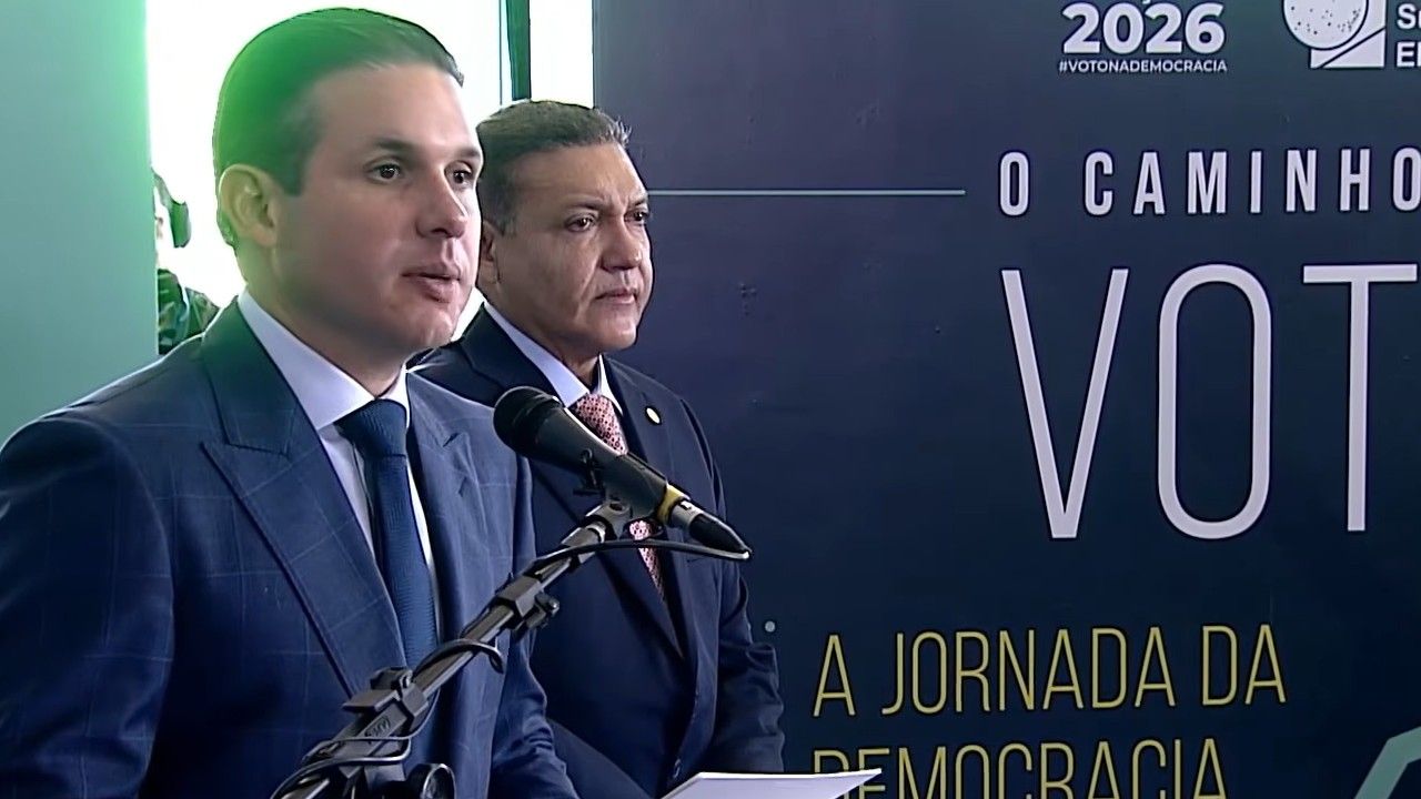Presidentes da Câmara e do TSE, Hugo Motta e Kassio Nunes Marques | Reprodução/YouTube