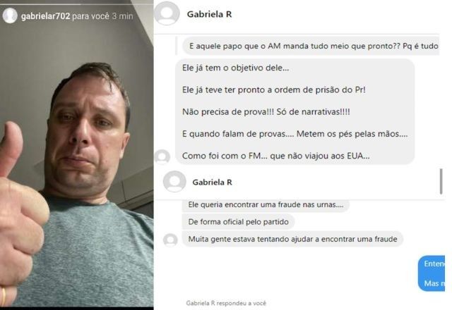 Prints de foto e conversas enviados ao Supremo Tribunal Federal | Reprodução