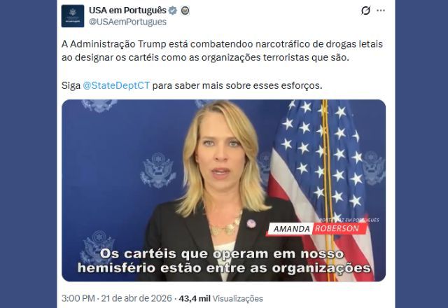 Governo dos EUA defende classificar grupos do narcotráfico como terroristas em vídeo em português