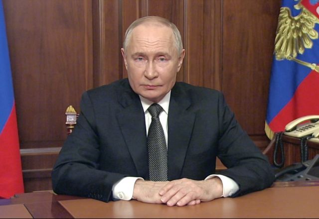 Putin durante pronunciamento televisionado | Divulgação/Kremlin