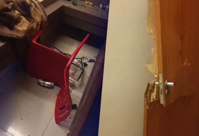 Suíte de motel é destruída após briga de casal em MG | Reprodução/PMMG