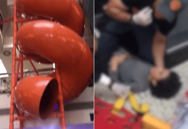 Criança recebe atendimento após cair de brinquedo | Foto: Reprodução