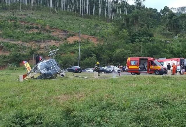 Helicóptero caiu após decolar em Santa Catarina | Corpo de Bombeiros