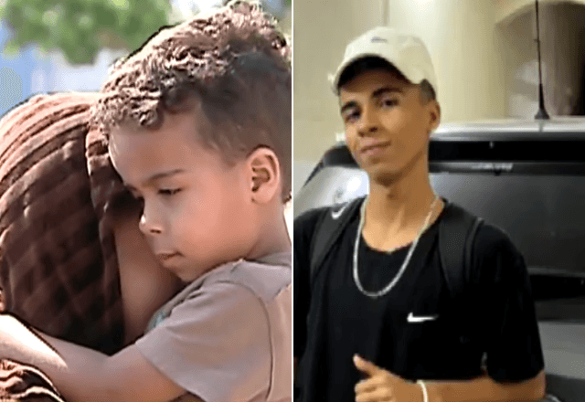 Imagens de 2011 mostram mãe e filho em entrevista após morte do pai atropelado. | Reprodução/SBT