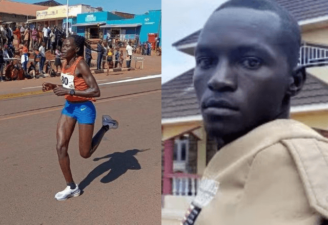 Dickson Ndiema Marangach (à direita) é suspeito de assassinar a ex, a atleta olímpica ugandesa Rebecca Cheptegei (à esquerda) | Reprodução