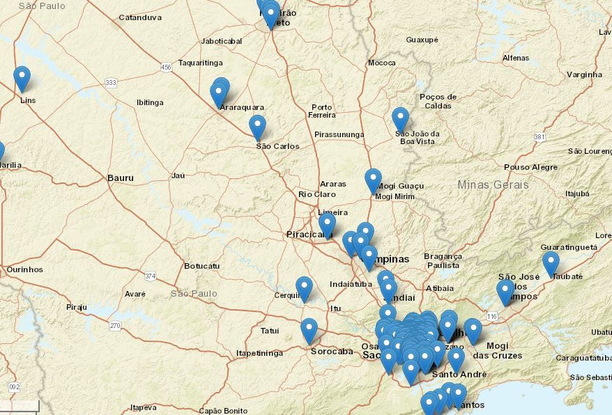 Regiões em que moradores relataram tremores | Reprodução/Centro de Sismologia - USP