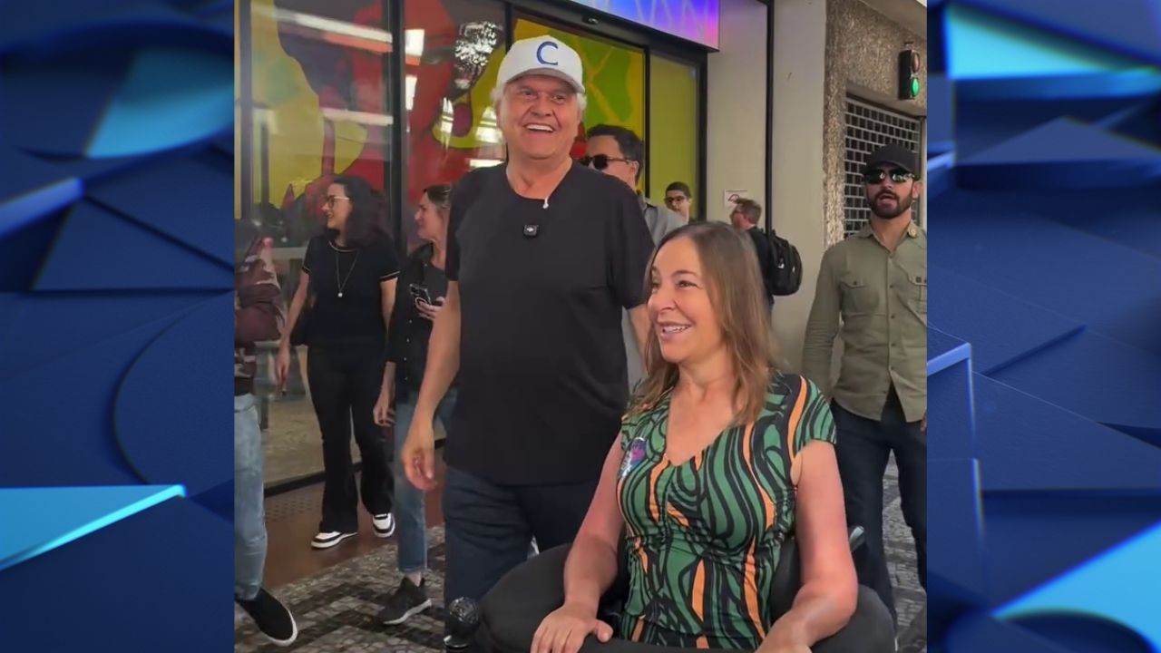 Ronaldo Caiado e Mara Gabrilli em agenda na avenida Paulista, em São Paulo | Reprodução