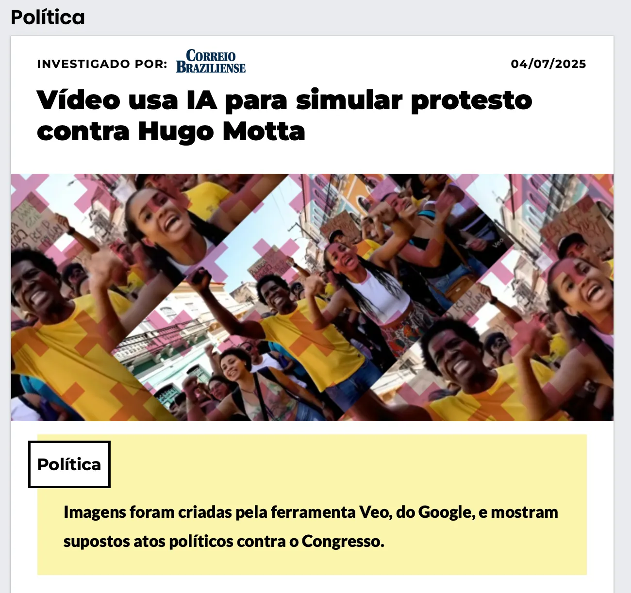 Título que enfatiza a verdade | Reprodução/Comprova