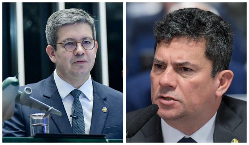 Os senadores Randolfe Rodrigues (PT-AP) e Sergio Moro (União-RS) trocaram comentários em votação no Senado nesta terça-feira (3) | Agência Senado