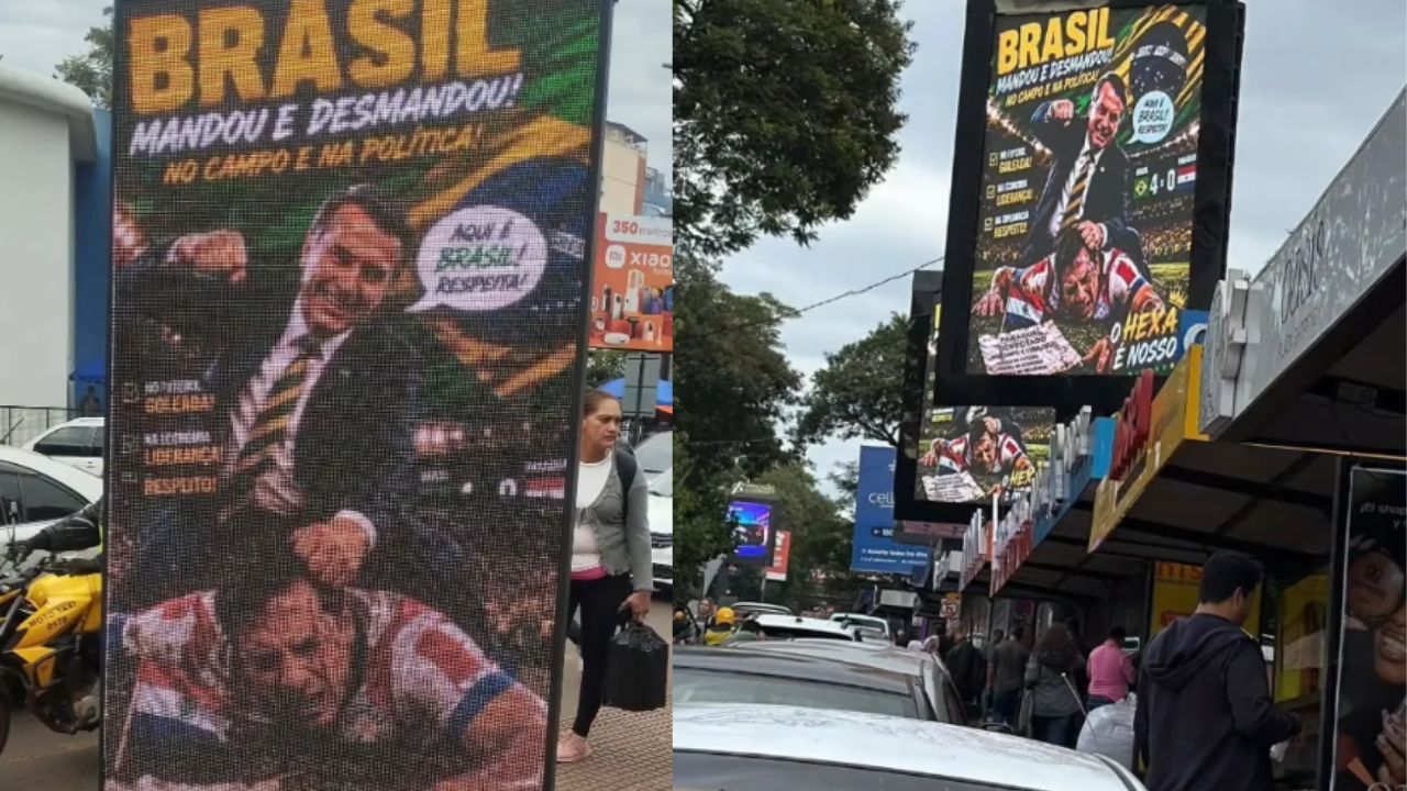 Paraguai manda retirar telões com Bolsonaro e Gustavo Gómez Paraguai manda retirar telões com Bolsonaro e Gustavo Gómez