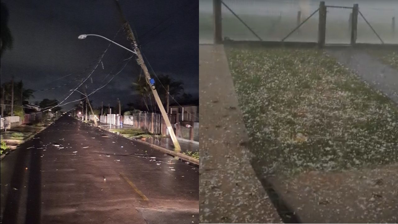 Temporal com granizo destelha casas e causa estragos no RS