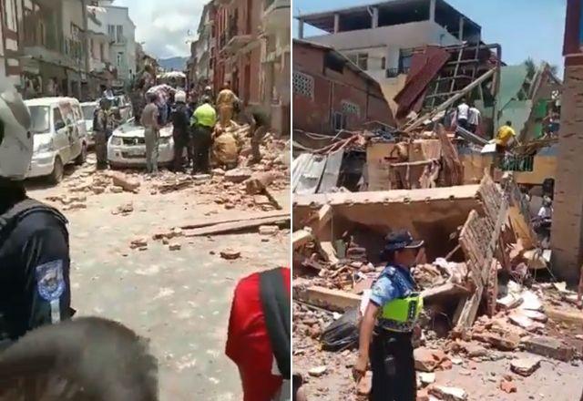 Terremoto causa desabamentos no Equador