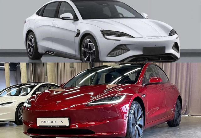 Tesla e BYD detém juntas boa parte do mercado de elétricos no mundo | Divulgação/BYD/Tesla