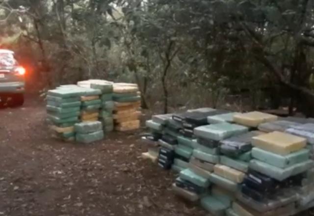Toneladas de tabletes de maconha apreendidos pela polícia