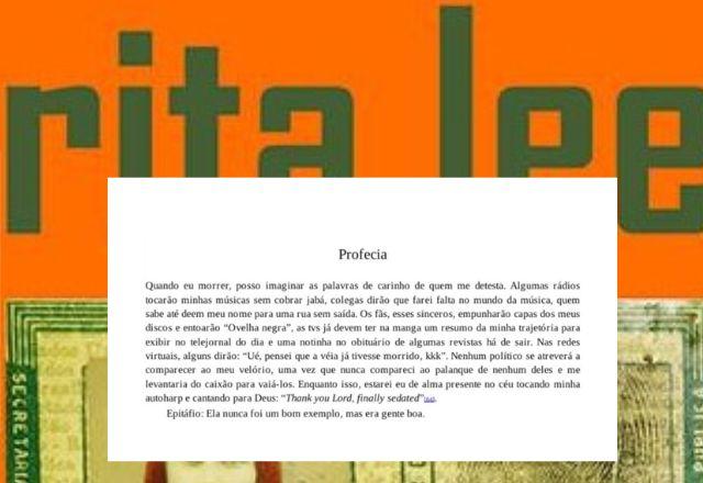 Trecho de autobiografia da Rita Lee