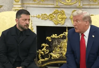 Donald Trump e Volodymyr Zelensky na Casa Branca, nesta segunda (18) | Reprodução/Casa Branca