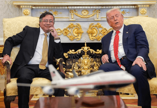 Donald Trump e o presidente da Colômbia, Gustavo Petro na Casa Branca | Foto: reprodução/Reuters