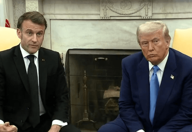  Ao lado de Macron, Trump diz que Putin aceitará forças de paz europeias na Ucrânia
