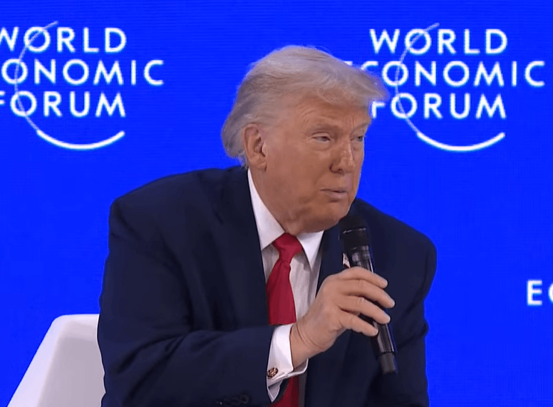Trump fala no Fórum Econômico Mundial, em Davos, na edição de 2026 | Reprodução/YouTube