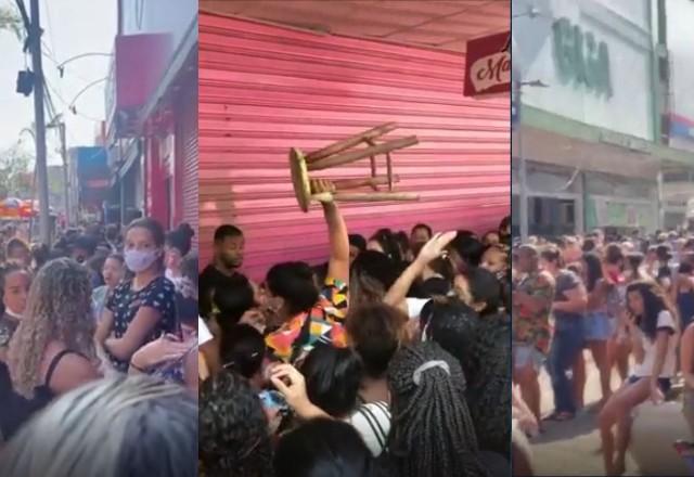 Tumulto em frente a loja que anunciou oferta de maquiagem