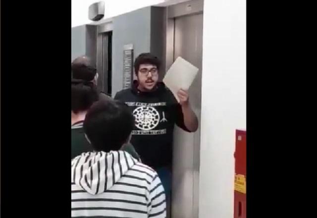 Aluno trajando blusa com estampa de um símbolo nazista (Reprodução/Twitter)