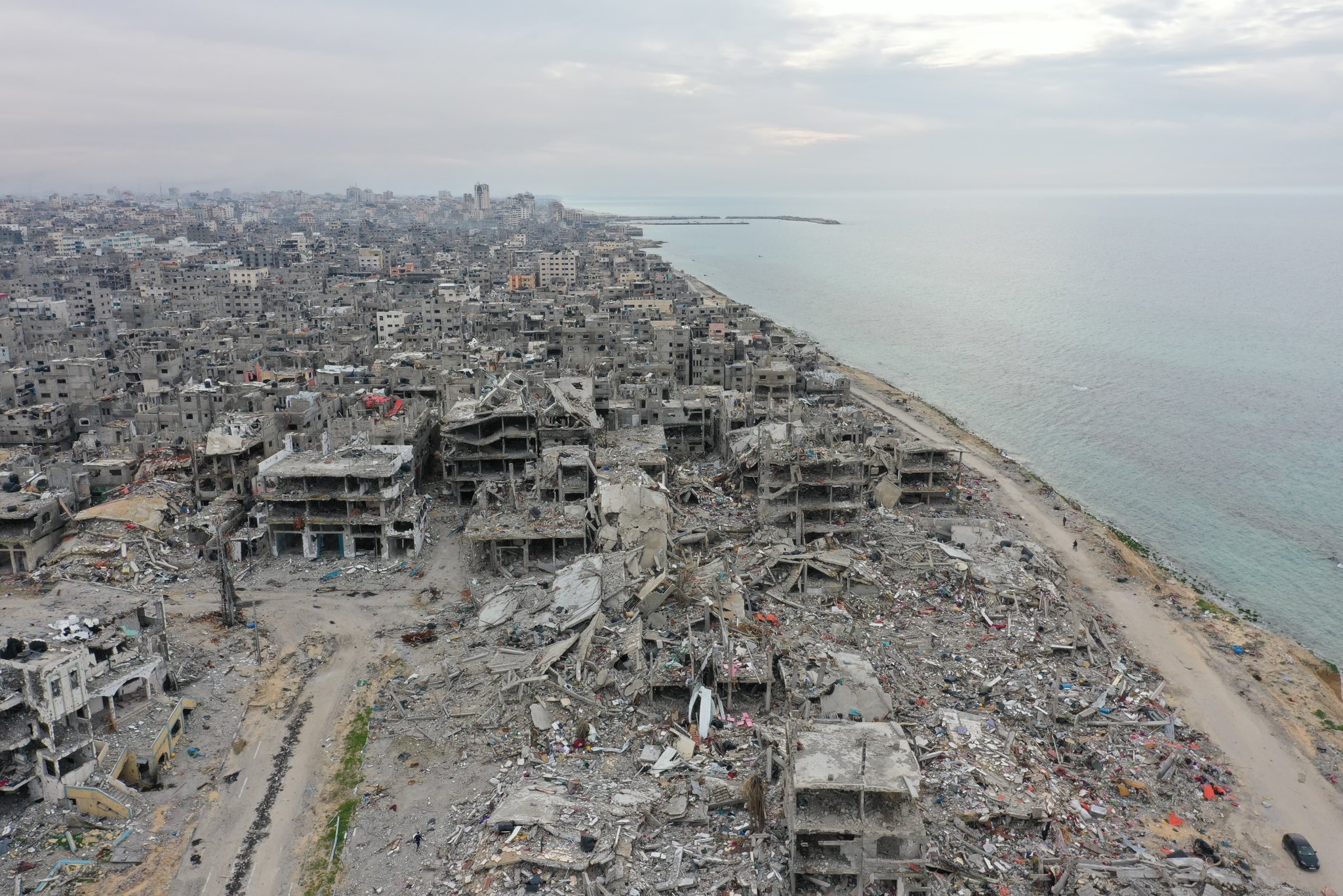 Faixa de Gaza completamente destruída após bombardeios israelenses | Reprodução/Twitter UNRWA