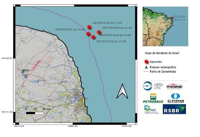 Tremor mais forte foi registrado às 03h26 da manhã deste domingo em Natal | Divulgação/Labsis/UFRN