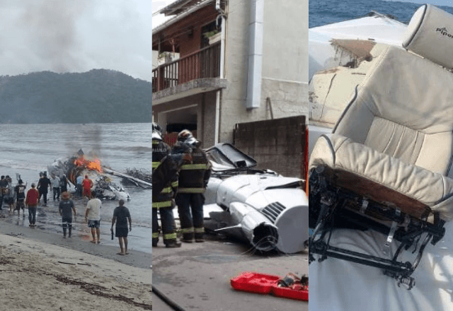 Ubatuba registrou seis acidentes aéreos nos últimos três anos | Montagem/Bombeiros e Reprodução