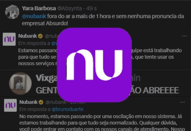 Usuários relatam problemas de instabilidade e acesso no aplicativo bancário Nubank nesta quinta (29) | Cido Coelho/Montagem/SBT News