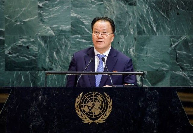 Vice-ministro das Relações Exteriores da Coreia do Norte, Kim Son Gyong, discursa para a Assembleia Geral das Nações Unidas em Nova York | 29/9/2025/Reuters/Eduardo Munoz