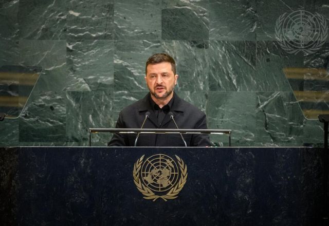 Volodymyr Zelensky discursa na Assembleia Geral da ONU | UN Photo/Loey Felipe