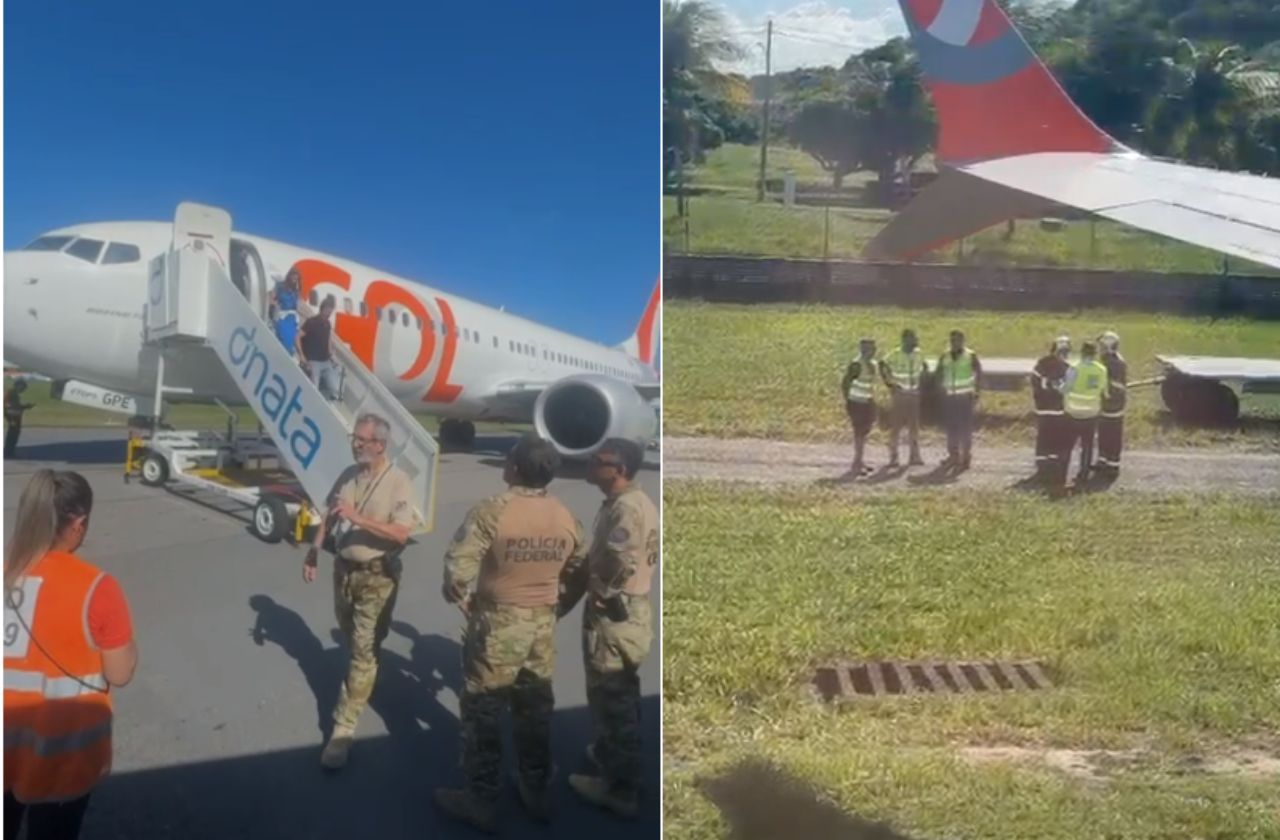 Equipes da PF acompanharam o desembarque dos passageiros | Reprodução